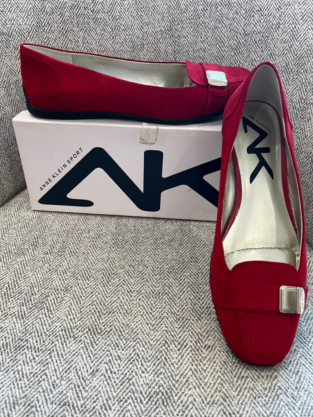 Anne Klein Red Suede Loafers size 9
